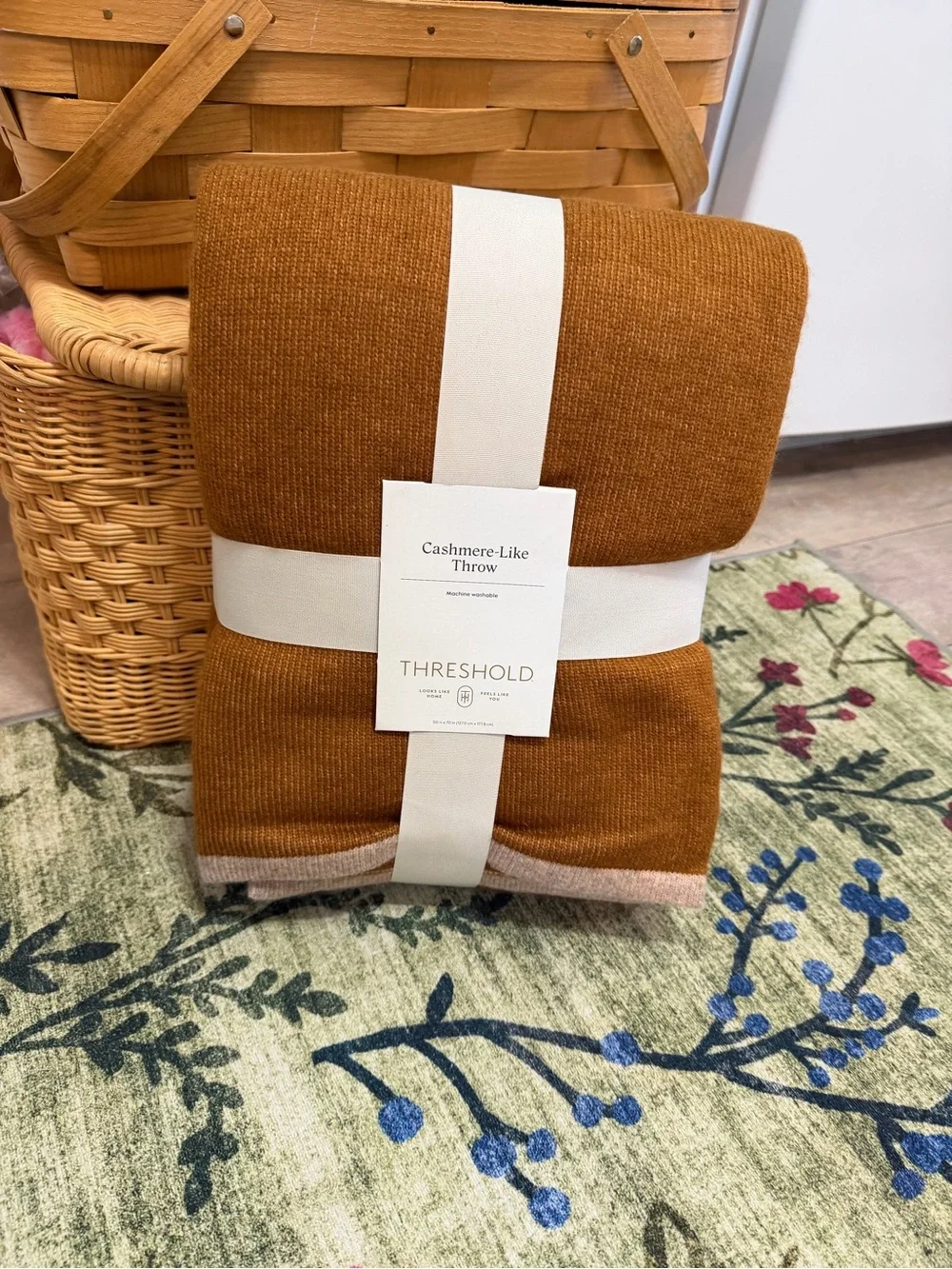 Threshold Caramel Throw with Cream Border